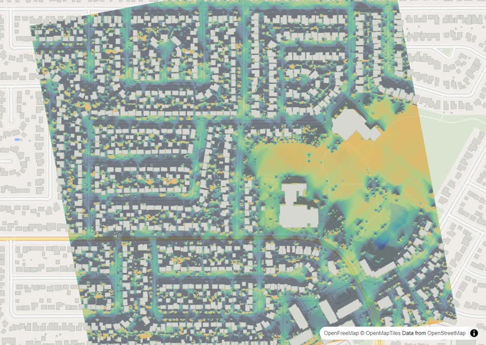 LandMood map of December sun hours in Dundonald, Saskatoon, without street names