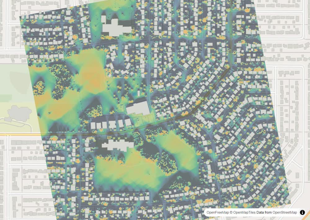 LandMood map of December sun hours in Eastview, Saskatoon, without street names