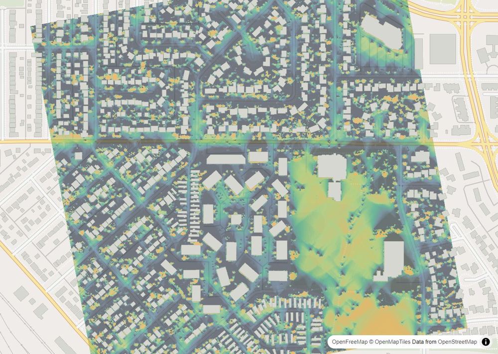 LandMood map of December sun hours in Forest Grove, Saskatoon, without street names