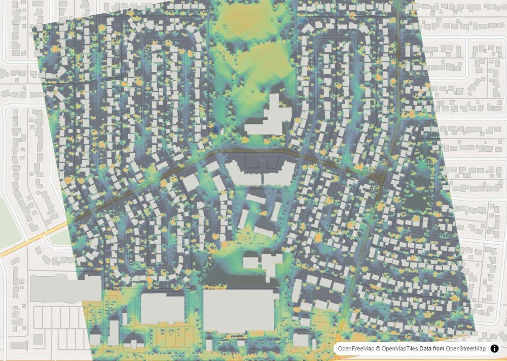 LandMood map of December sun hours in Greystone Heights, Saskatoon, without street names