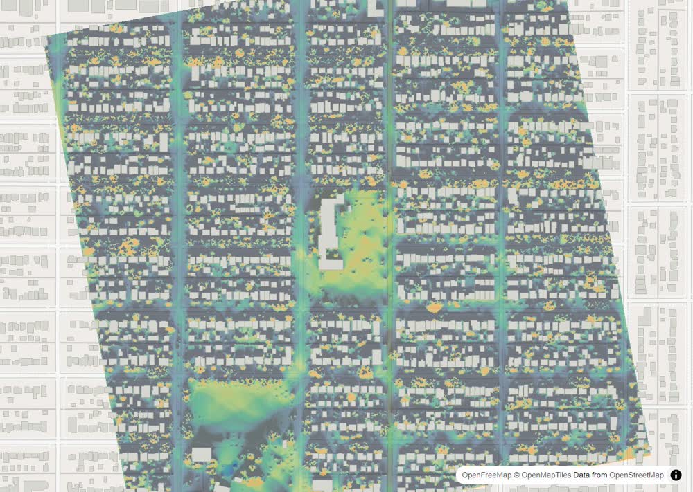 LandMood map of December sun hours in Haultain, Saskatoon, without street names
