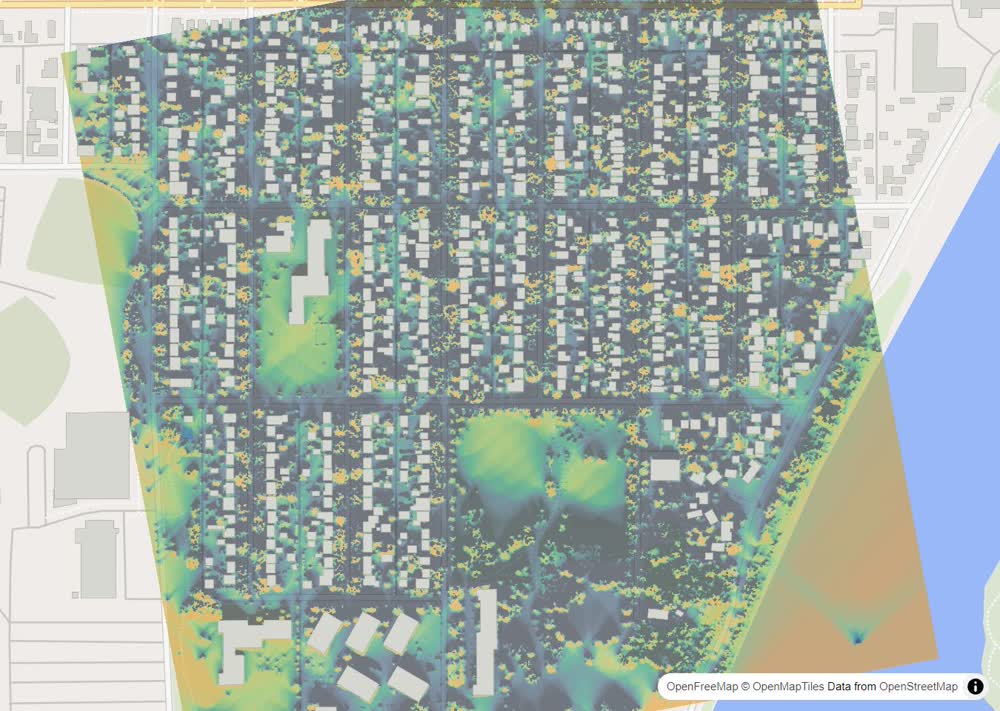 LandMood map of December sun hours in Holiday Park, Saskatoon, without street names