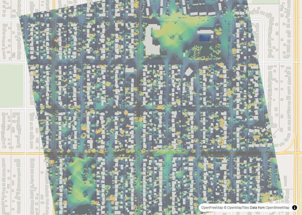 LandMood map of December sun hours in Holliston, Saskatoon, without street names
