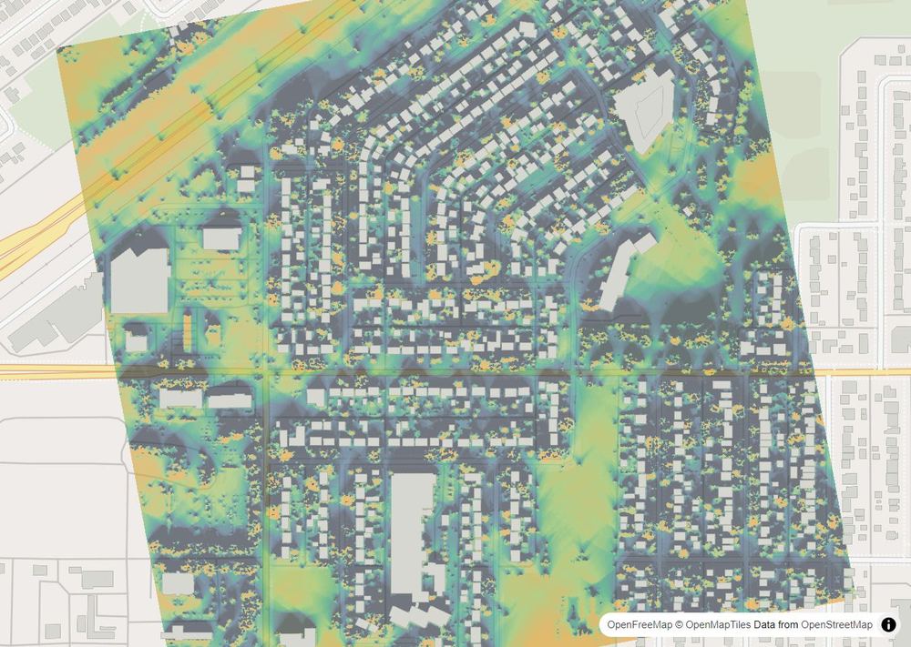 LandMood map of December sun hours in Hudson Bay Park, Saskatoon, without street names