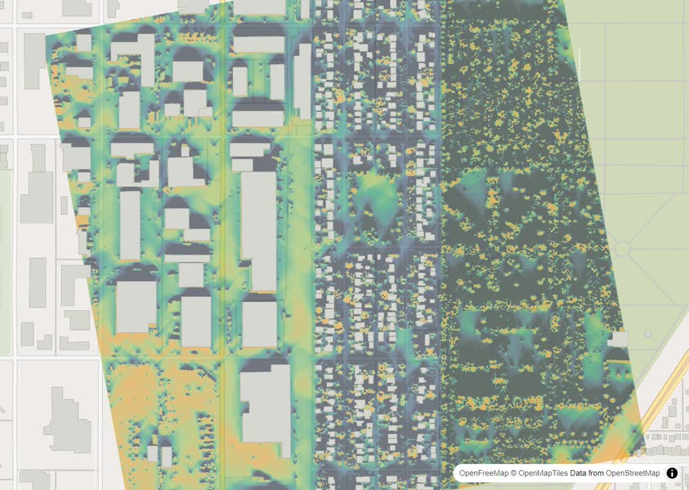 LandMood map of December sun hours in Kelsey-Woodlawn, Saskatoon, without street names