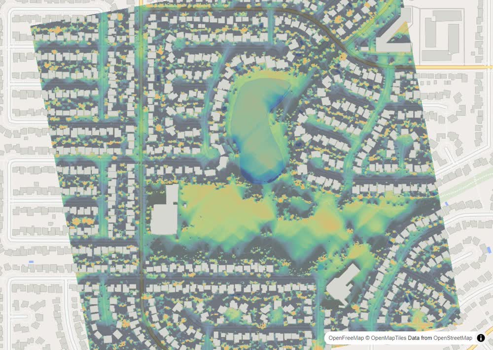 LandMood map of December sun hours in Lakeview, Saskatoon, without street names