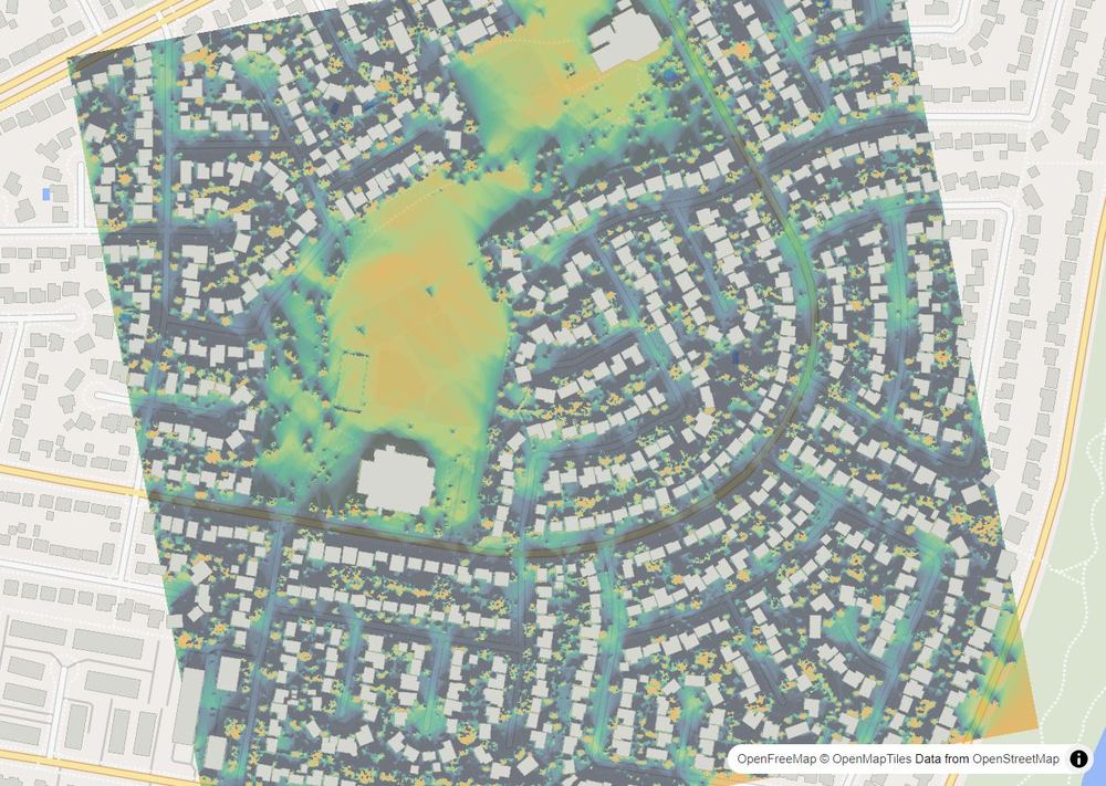 LandMood map of December sun hours in Lawson Heights, Saskatoon, without street names
