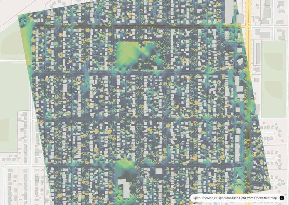 LandMood map of December sun hours in Mayfair, Saskatoon, without street names