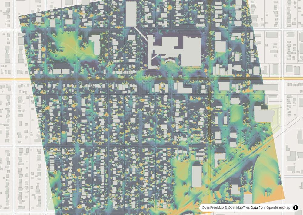 LandMood map of December sun hours in Pleasant Hill, Saskatoon, without street names