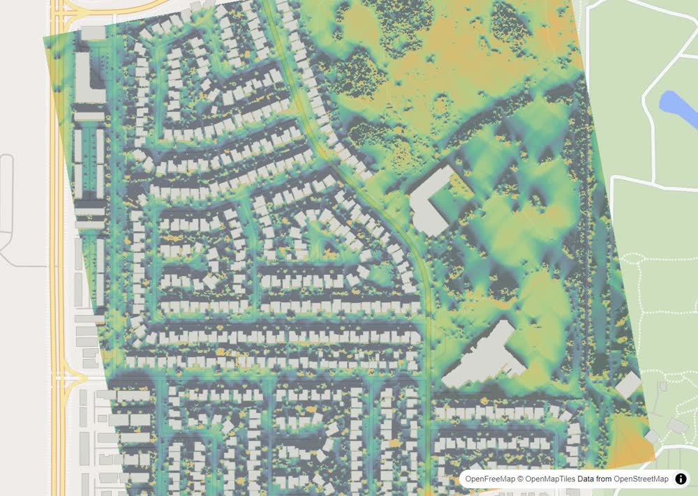 LandMood map of December sun hours in Silverspring, Saskatoon, without street names