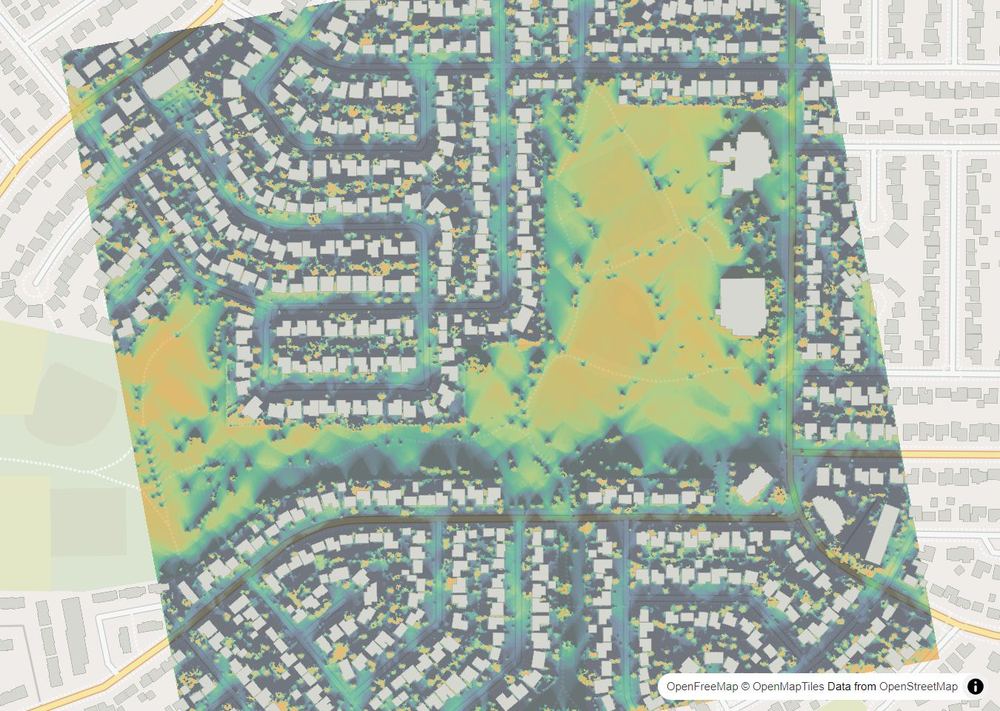 LandMood map of December sun hours in Silverwood Heights, Saskatoon, without street names