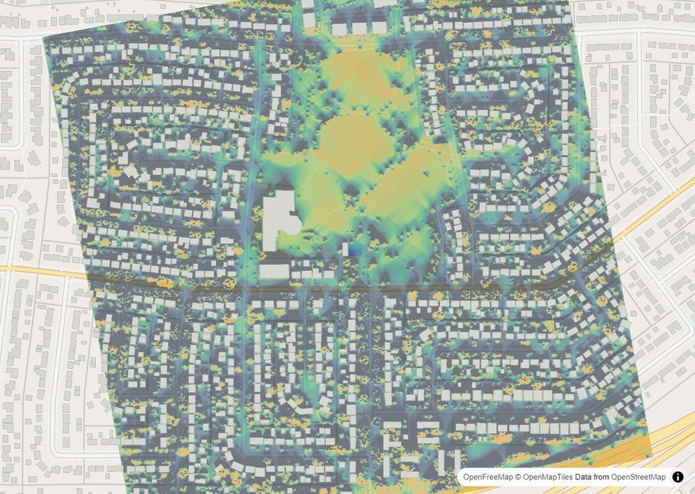 LandMood map of December sun hours in Westview, Saskatoon, without street names